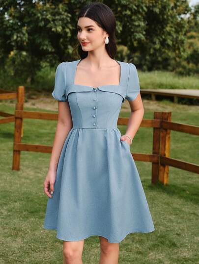 Jasnoniebieska sukienka melanż (L)