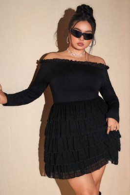 Czarna sukienka długie rękawy (3XL)