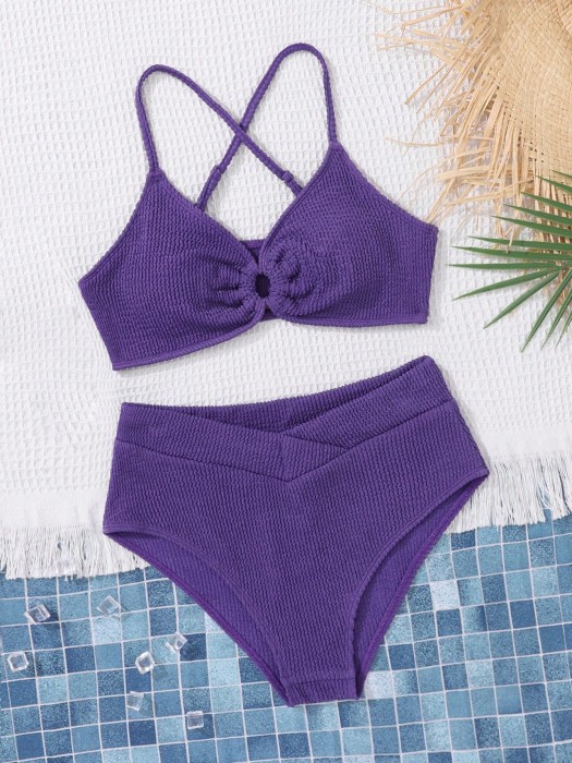 Fioletowy dwuczęściowy komplet bikini (16L)