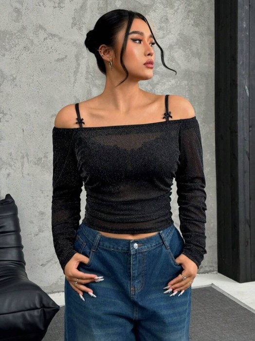 Czarna błyszcząca bluzka (2XL)