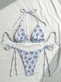 Biały komplet bikini wzór (XS)