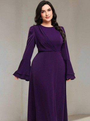 Fioletowa sukienka długie rękawy (1XL)