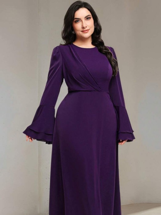 Fioletowa sukienka długie rękawy (1XL)