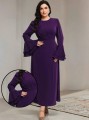 Fioletowa sukienka długie rękawy (1XL)