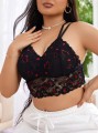 Czarny koronkowy bralet serca (3XL)