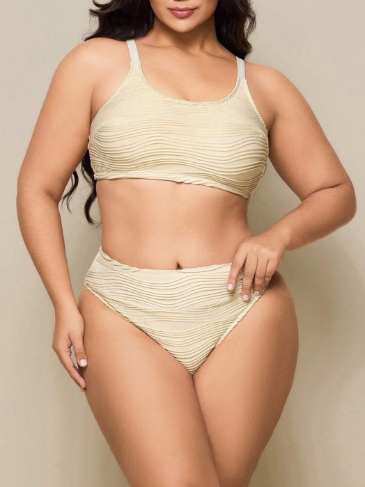 Ecru teksturowany strój dwuczęściowy (1XL)