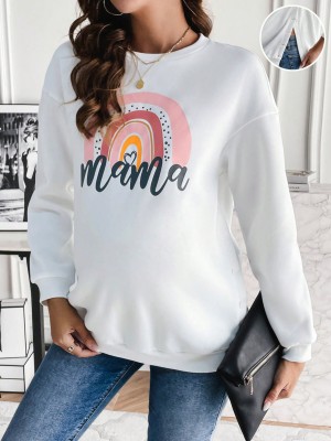 Biała luźna bluza nadruk (2XL)