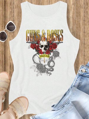 Biała koszulka bez rękawów nadruk (1XL)