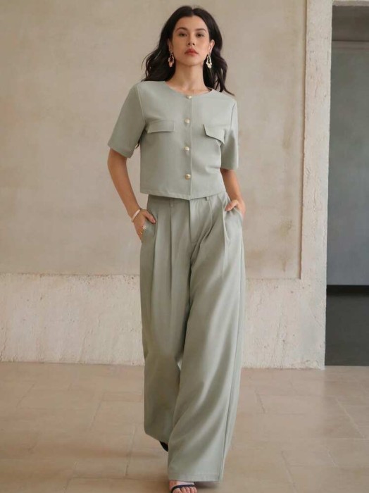 Szałwiowy komplet spodnie marynarka (L)