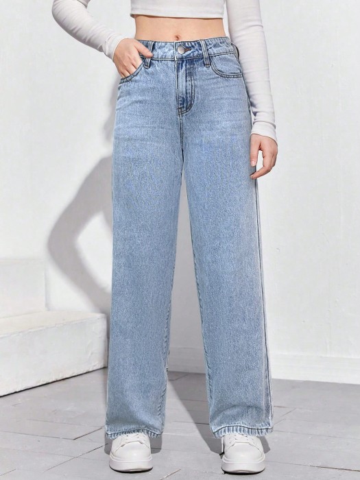 Niebieskie proste jeansy (10-11L)
