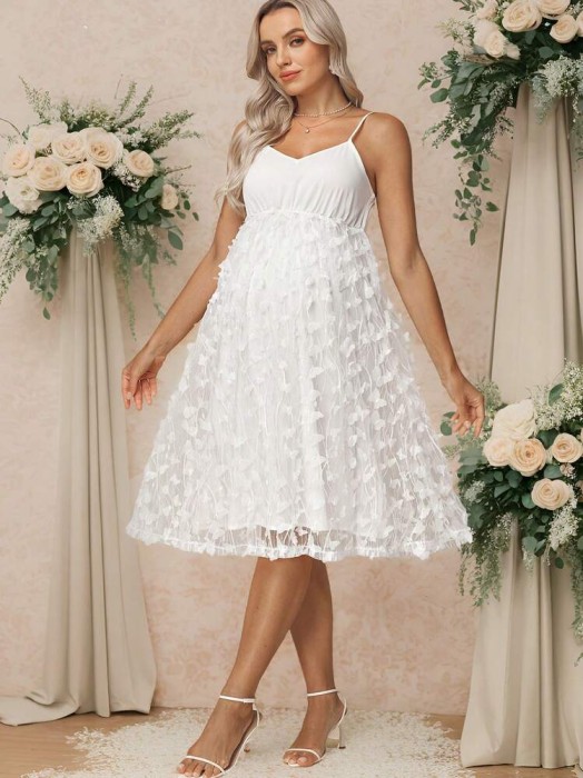 Biała sukienka midi wzór (M)