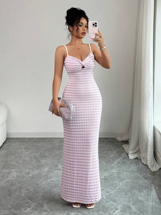 Biała sukienka maxi paski (M)