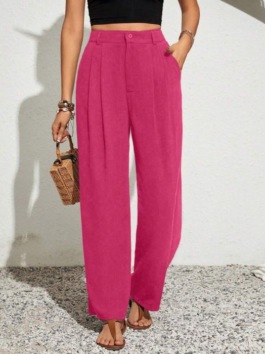 Fuksjowe proste spodnie (4XL)