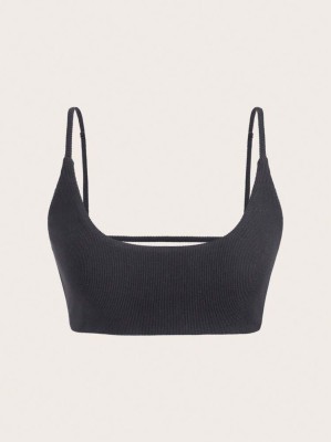 Grafitowy prążkowany top (L)