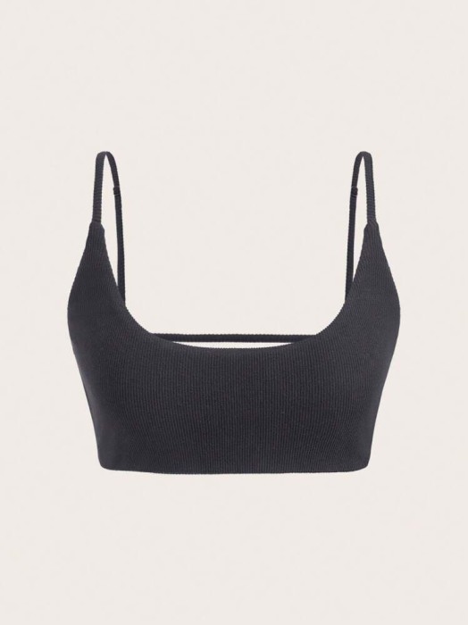 Grafitowy prążkowany top (L)