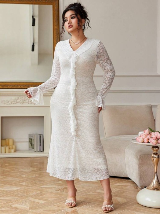 Koronkowa sukienka falbany (2XL)