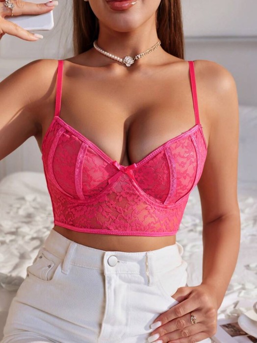 Różowy biustonosz koronka (75B)