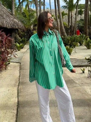 Zielona koszula paski (M)