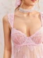 Różowy koronkowy komplet (XL)
