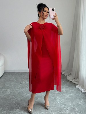 Czerwona sukienka narzutka 2w1 (L)