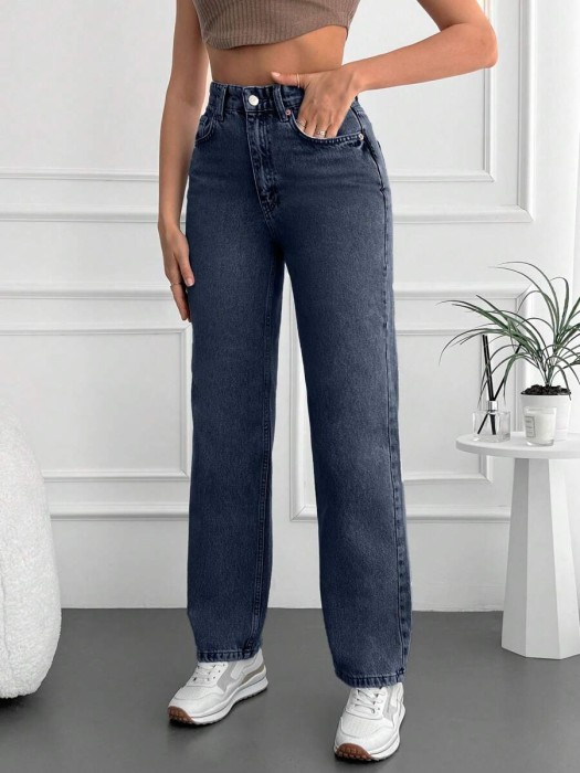 Granatowe jeansowe spodnie (40)