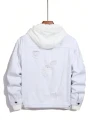 Biała kurtka jeansowa dziury (XL)