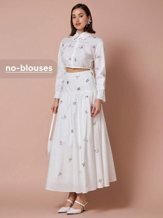 Biała spódnica midi cekiny (L)