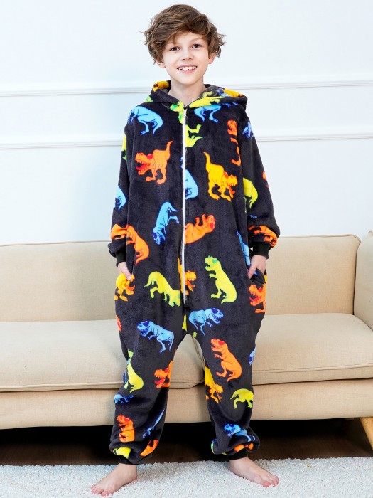 Czarny kombinezon piżama wzór (10-11L)