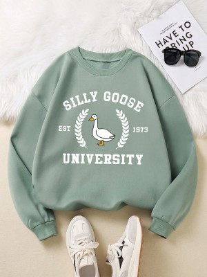 Szałwiowa bluza nadruk (0XL)