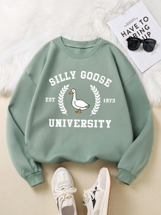 Szałwiowa bluza nadruk (0XL)