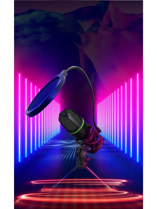 Czarny mikrofon statyw 2w1