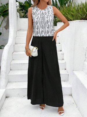 Dwukolorowy komplet spodnie bluzka (S)