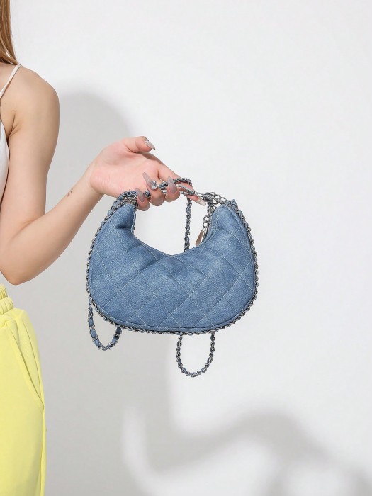 Pikowana torebka imitacja jeansu
