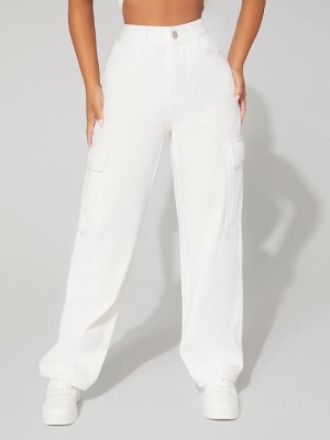 Białe jeansowe bojówki (S)