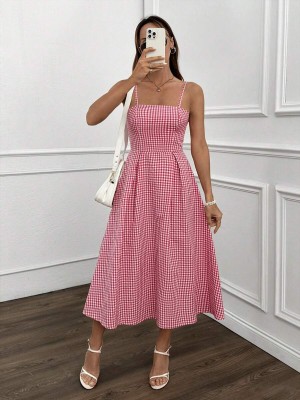 Kraciasta sukienka ramiączka (M)