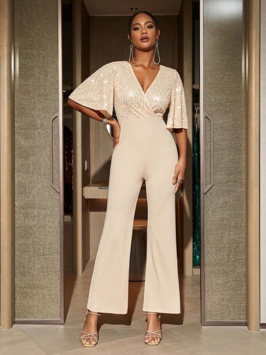 Pudrowy kombinezon cekiny (S)