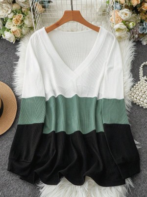 Trójkolorowa waflowa bluzka (0XL)