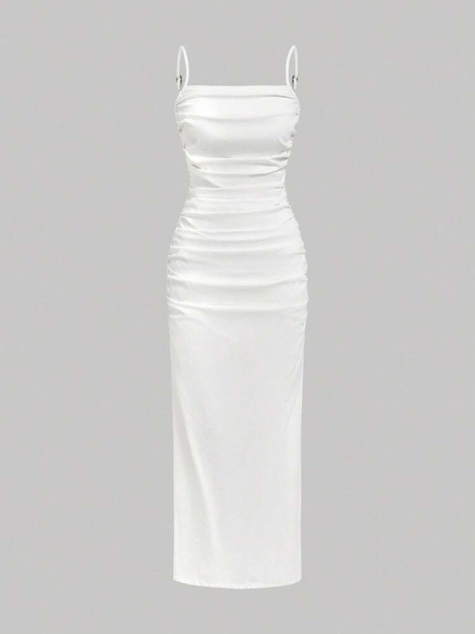 Biała jeansowa sukienka ramiączka (L)