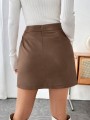 Brązowa spódnica imitacja skóry (XL)