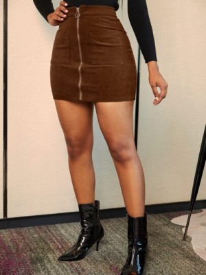 Brązowa spódnica mini zamek (M)