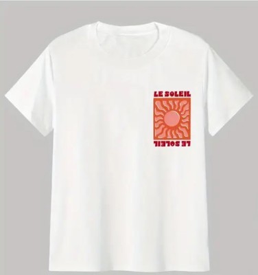 Biały t-shirt nadruk (M)