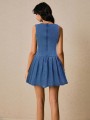 Niebieska jeansowa sukienka mini (M)