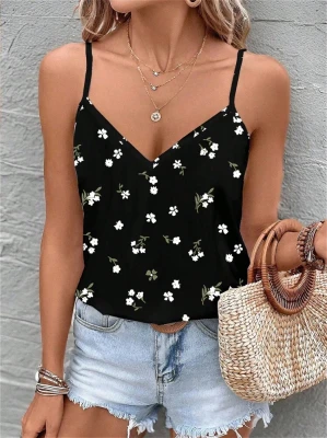Czarny top kwiaty (2XL)