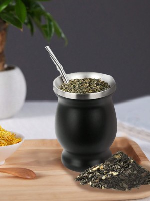 Czarny kubek do yerba mate zestaw