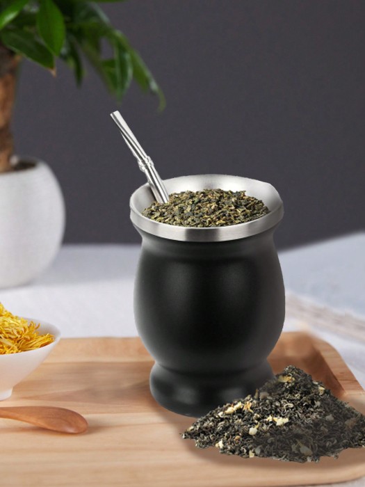 Czarny kubek do yerba mate zestaw