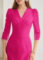 Różowa sukienka midi v neck (M)