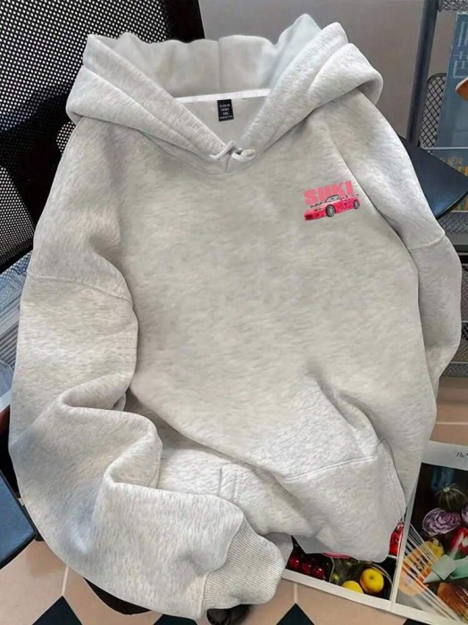 Szara melanżowa bluza nadruk (2XL)