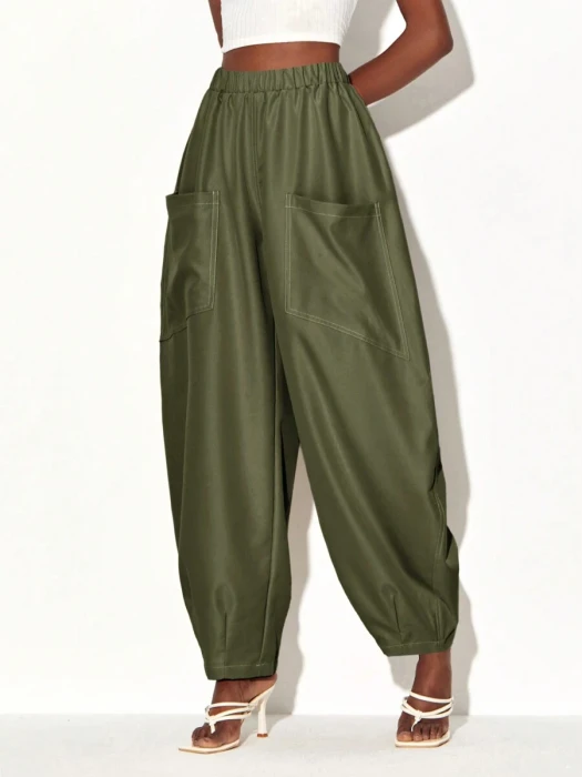 Szerokie spodnie khaki (XS)