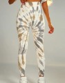 Śmietankowe legginsy tie dye (S)