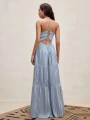 Niebieska plisowana sukienka maxi (S)